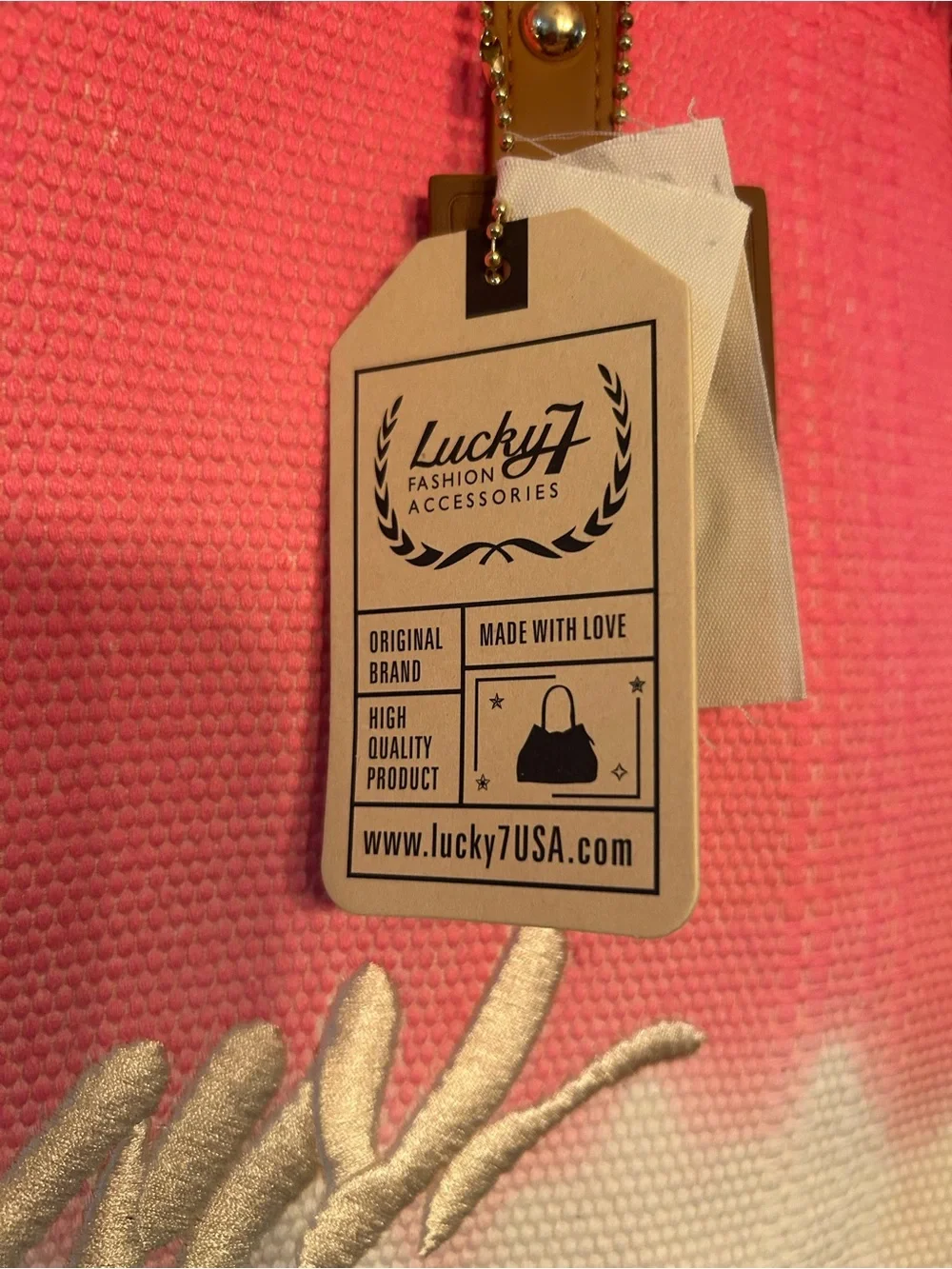 Tote Bag. Lucky7 Brand Pink & White 'Miami' Ombre Tote Bag with Fringe